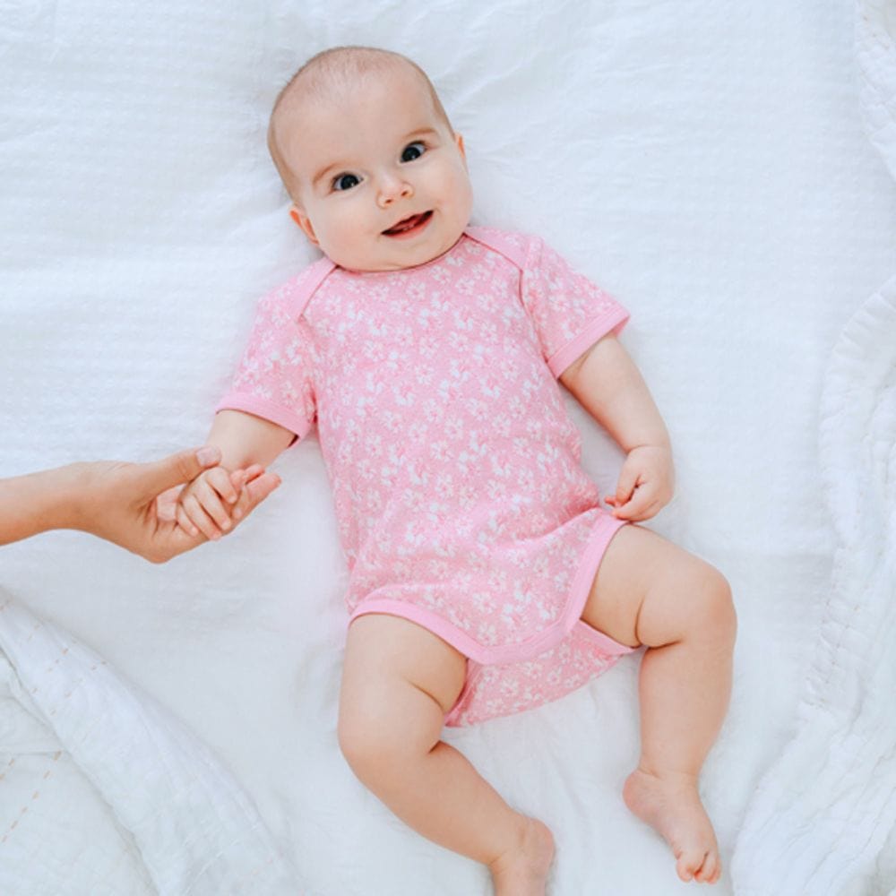 Buy 100% Organic Cotton Summer Short-Sleeve Onesie - Coral in Pink