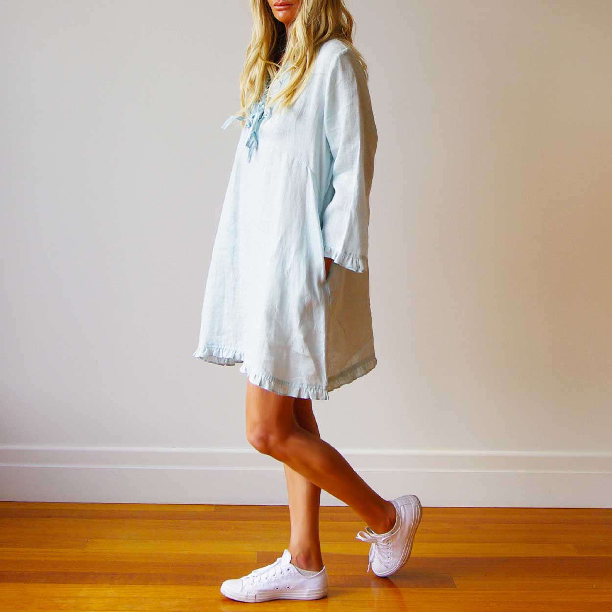 Pale blue hot sale linen dress