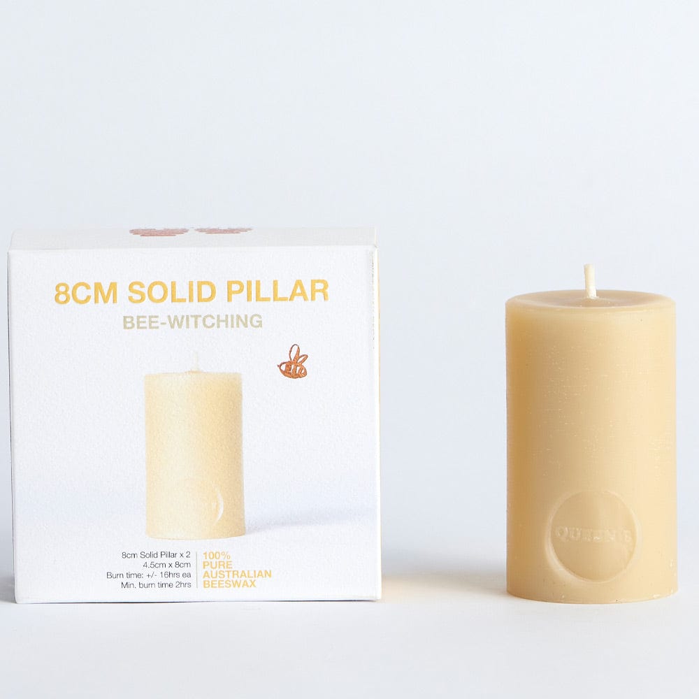 Buy Queen B Beeswax Solid Pillar Candle 2pk - 8cm/16hr Burn Time – Biome  Online