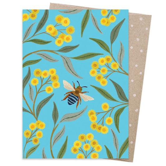 Earth Greetings Card - Wattle & Bee