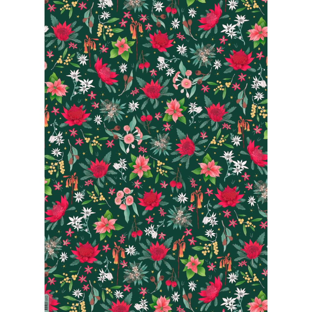 Earth Greetings Christmas Folded Wrapping Paper - Festive Floral