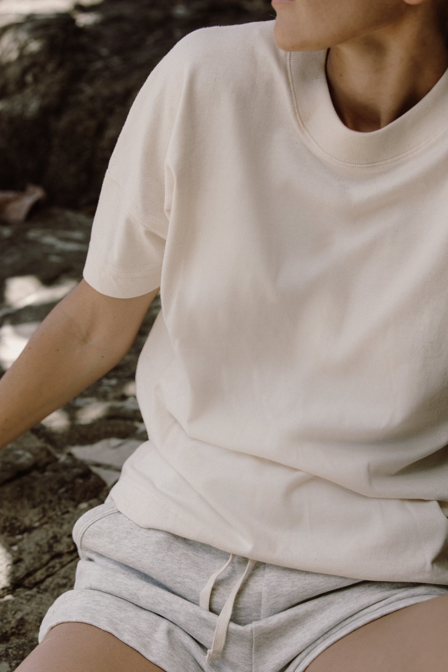 Organic Cotton Drop Shoulder Tee - Natural/Raw