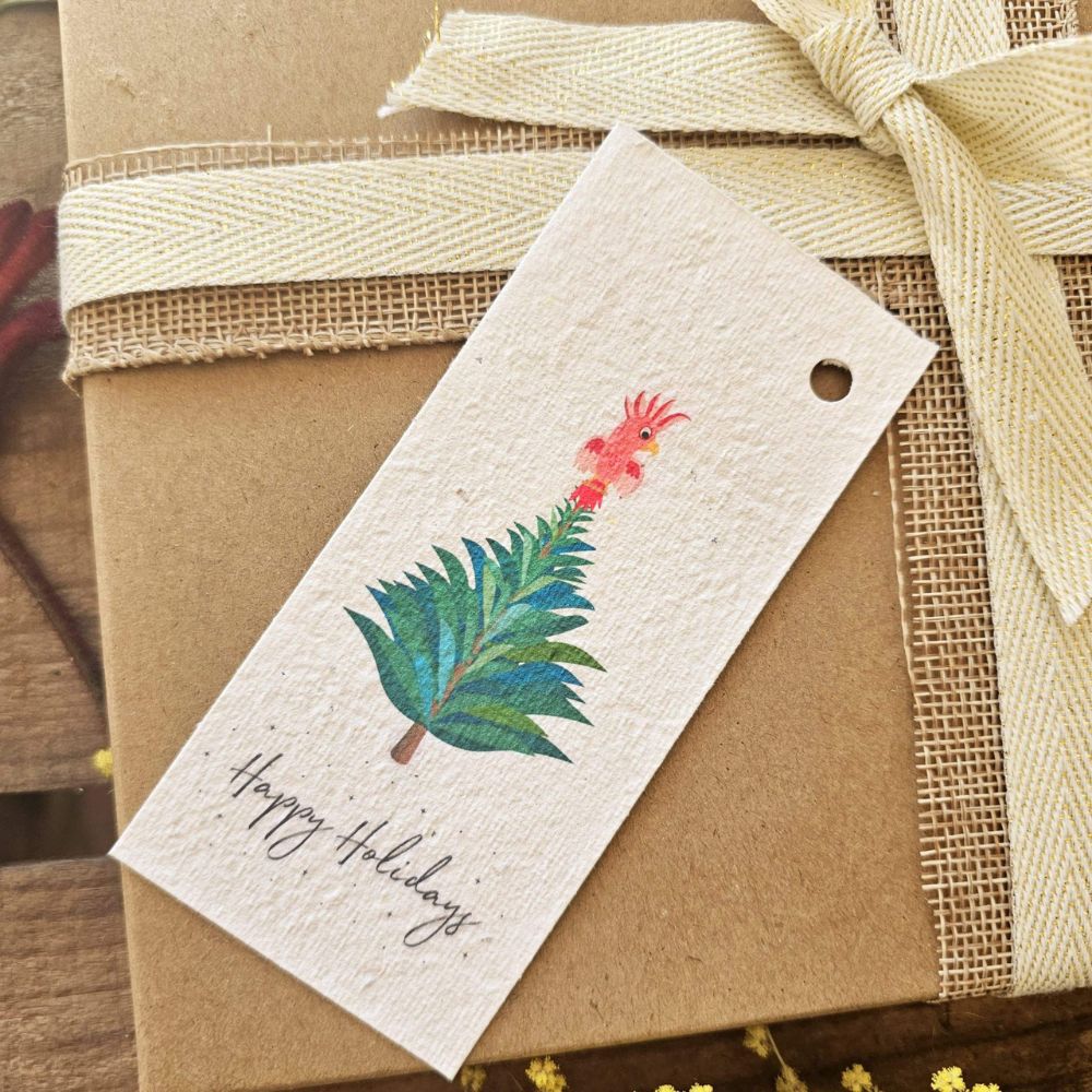 Native Seed Box Christmas Tree Native Bird Plantable Gift Tag - single