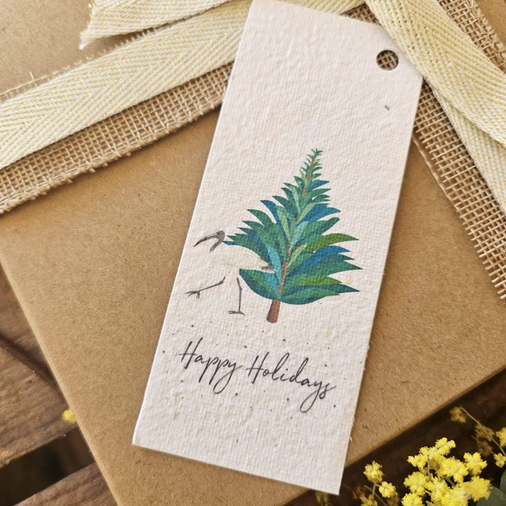 Native Seed Box Christmas Tree Native Bird Plantable Gift Tag - single