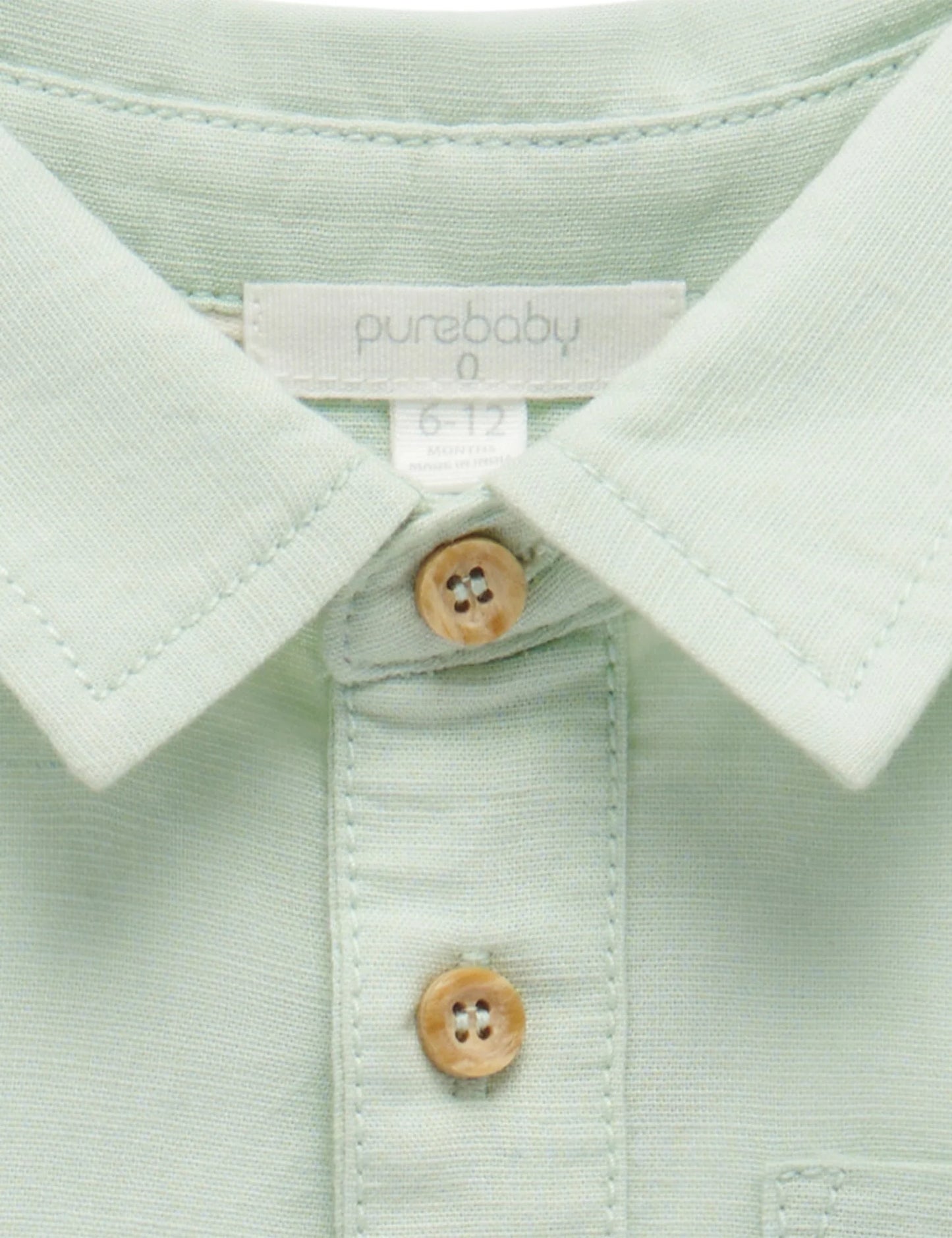 Purebaby Linen Blend Shirt - Lichen