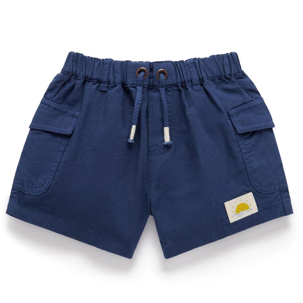 Purebaby Linen Blend Shorts - Marine