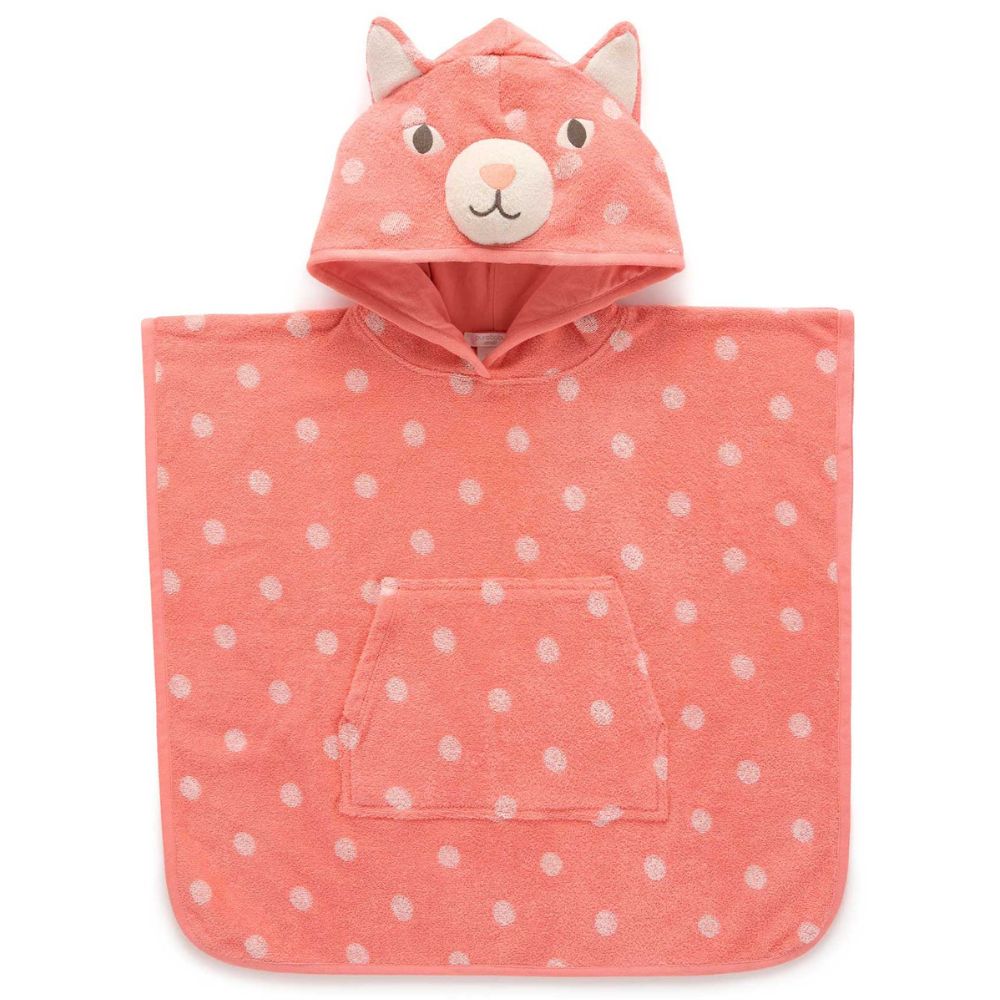 Purebaby Organic Cotton Terry Hooded Towel - Coral Spot