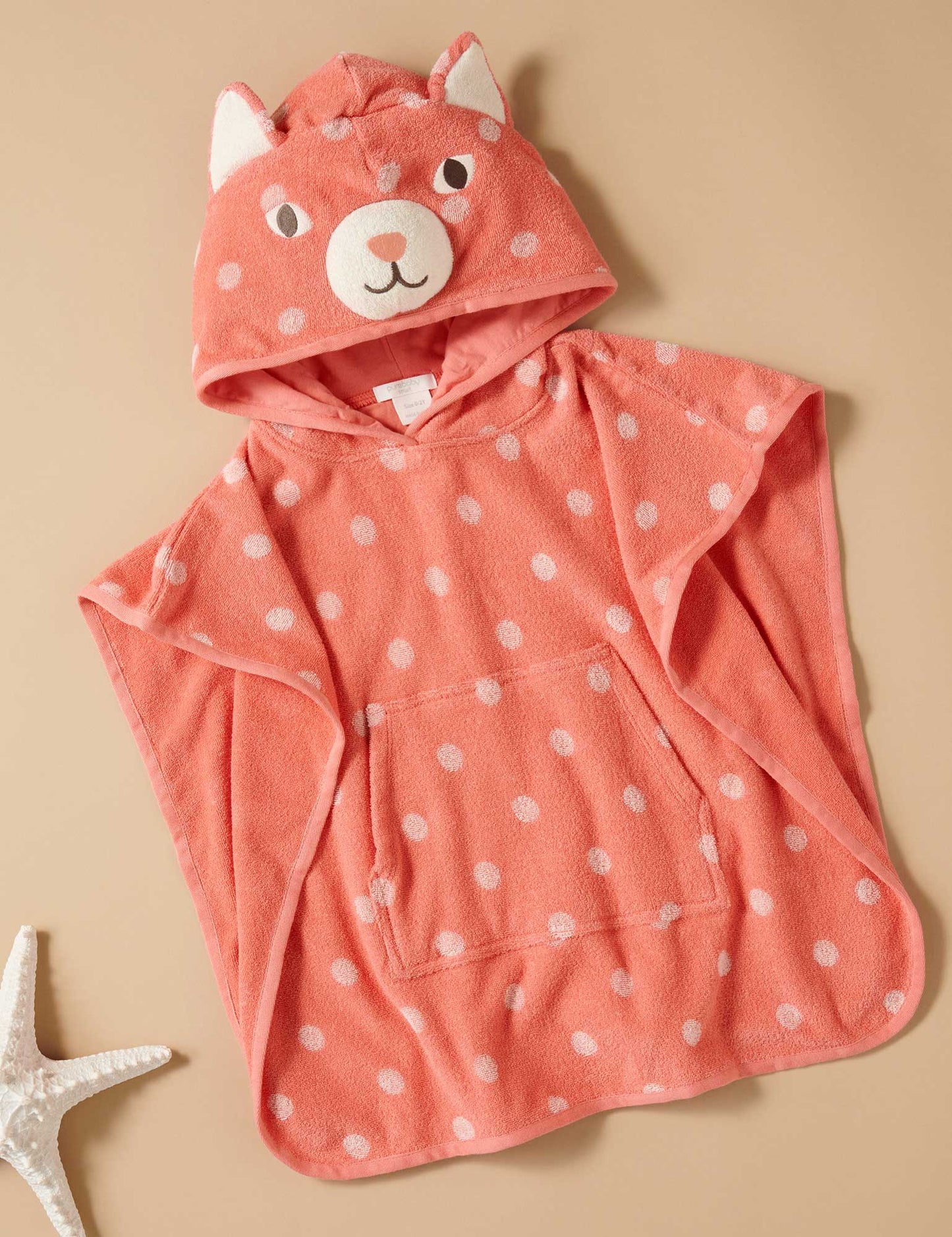 Purebaby Organic Cotton Terry Hooded Towel - Coral Spot