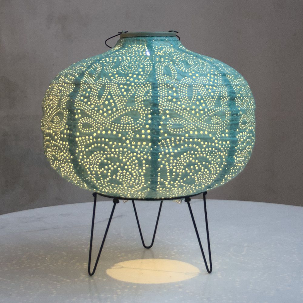 Lumina Outdoor LED Solar Lantern - Teal Pumpkin 30cm