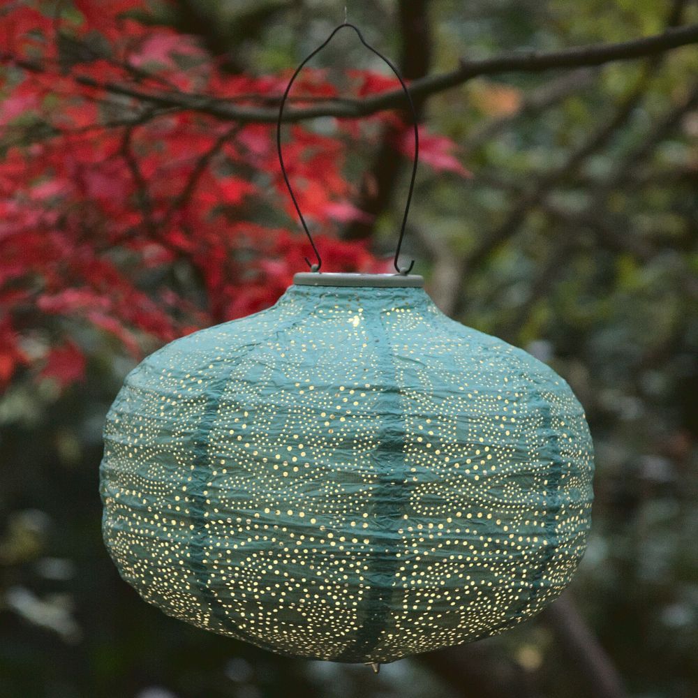 Lumina Outdoor LED Solar Lantern - Teal Pumpkin 30cm