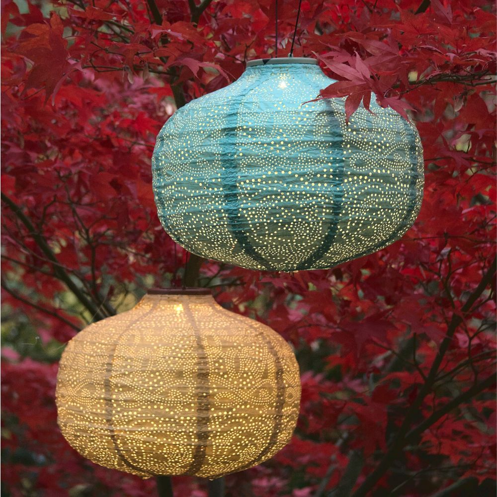 Lumina Outdoor LED Solar Lantern - Teal Pumpkin 30cm