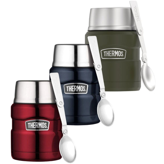 Thermos King Stainless Steel Insulated Food Jar With Folding spoon 470ml