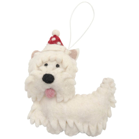 Fairtrade Felt Christmas Decoration - Bronte the Westie