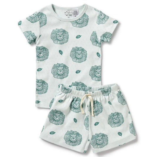 Wilson & Frenchy Organic Pointelle Short Sleeved Pyjamas - Little Lion