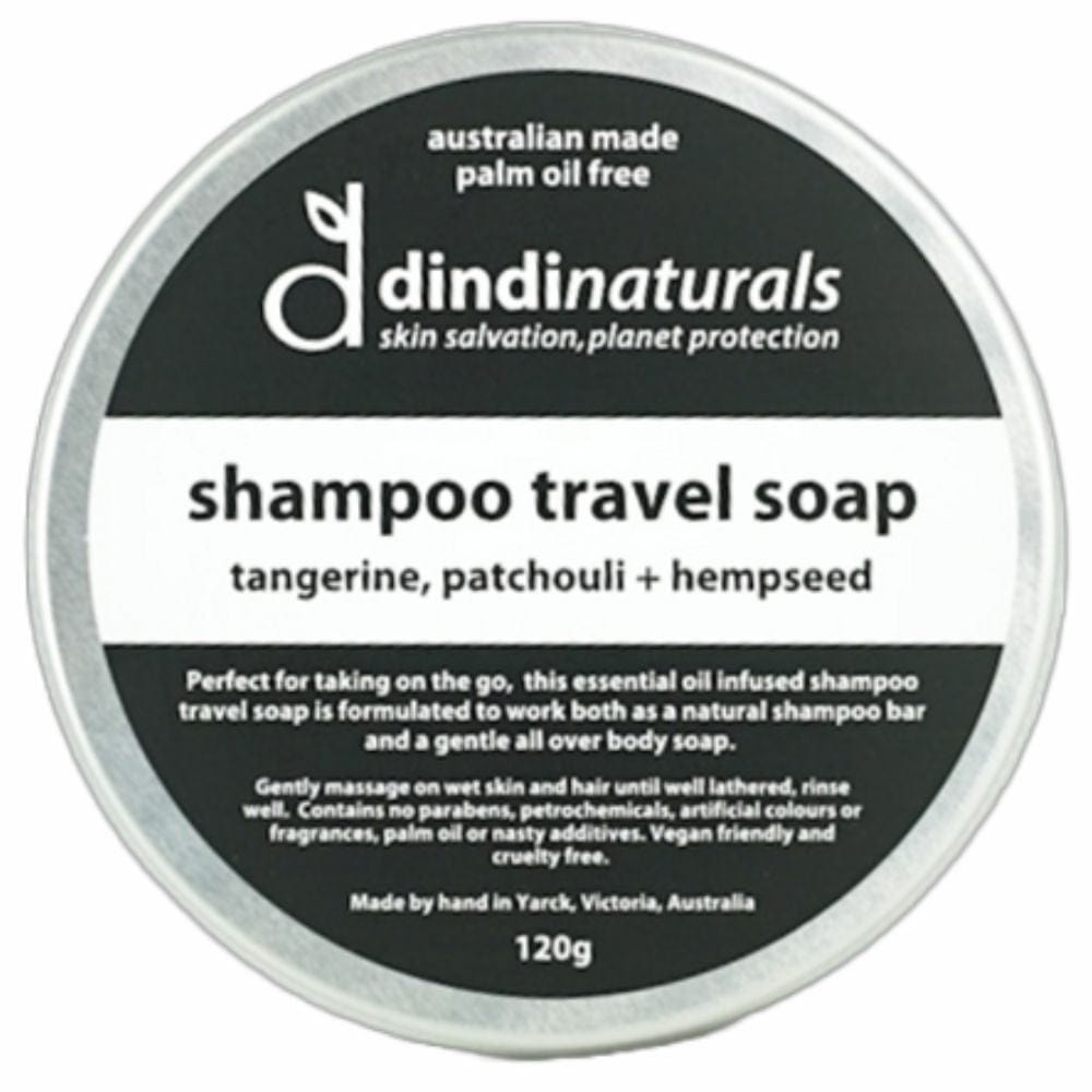 Dindi Naturals Shampoo Travel Soap in Tin 120g - Tangerine + Patchouli