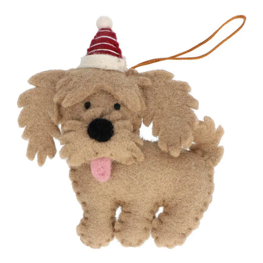 Fairtrade Felt Christmas Decoration - Cavoodle Beige