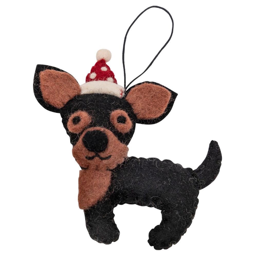 Fairtrade Felt Christmas Decoration - Chihuahaus Black