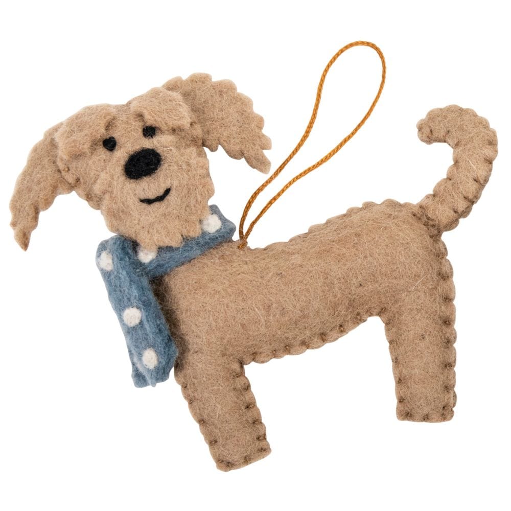 Fairtrade Felt Christmas Decoration - Labradoodle Gold