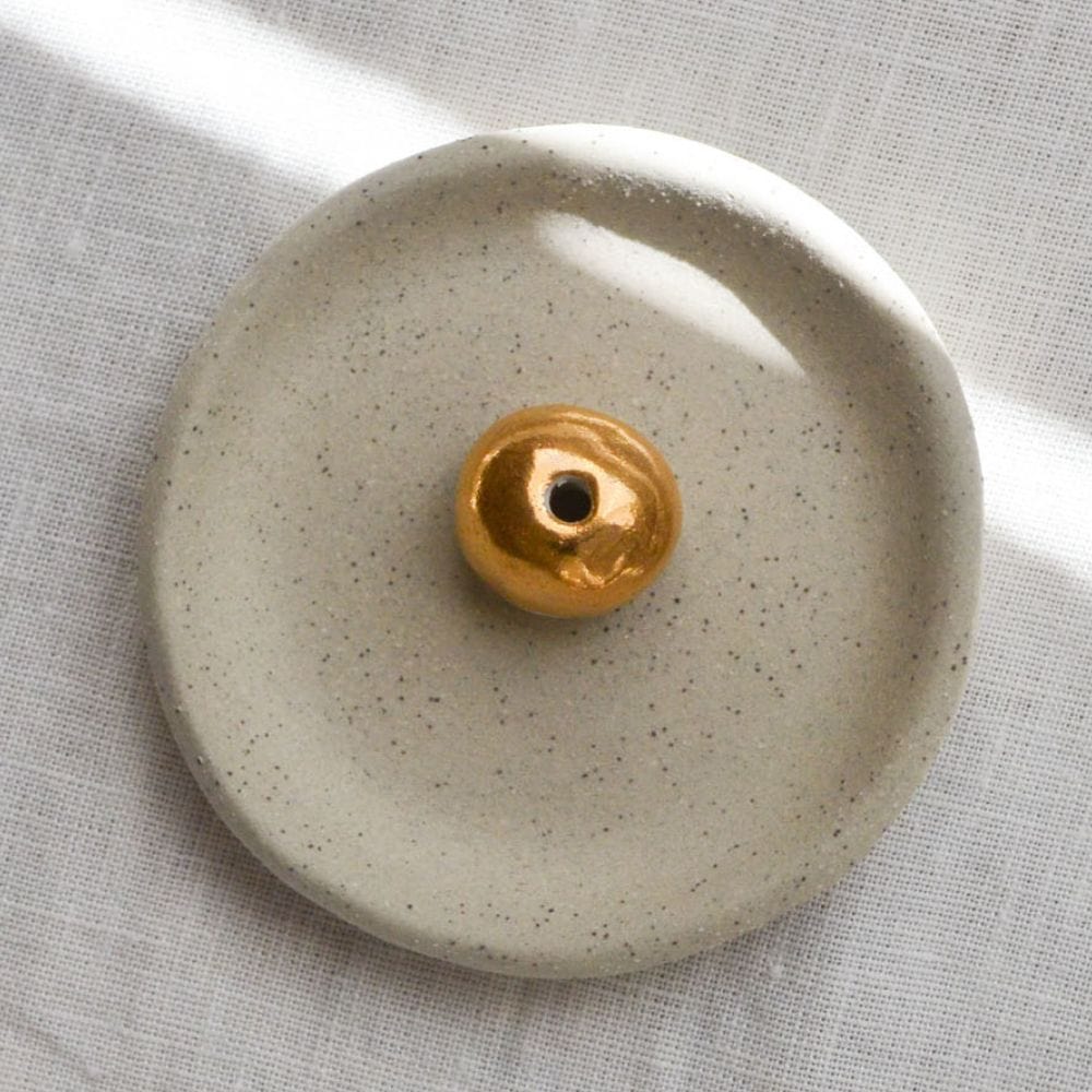 Kim Wallace Ceramics Incense Holder - Gold Bead