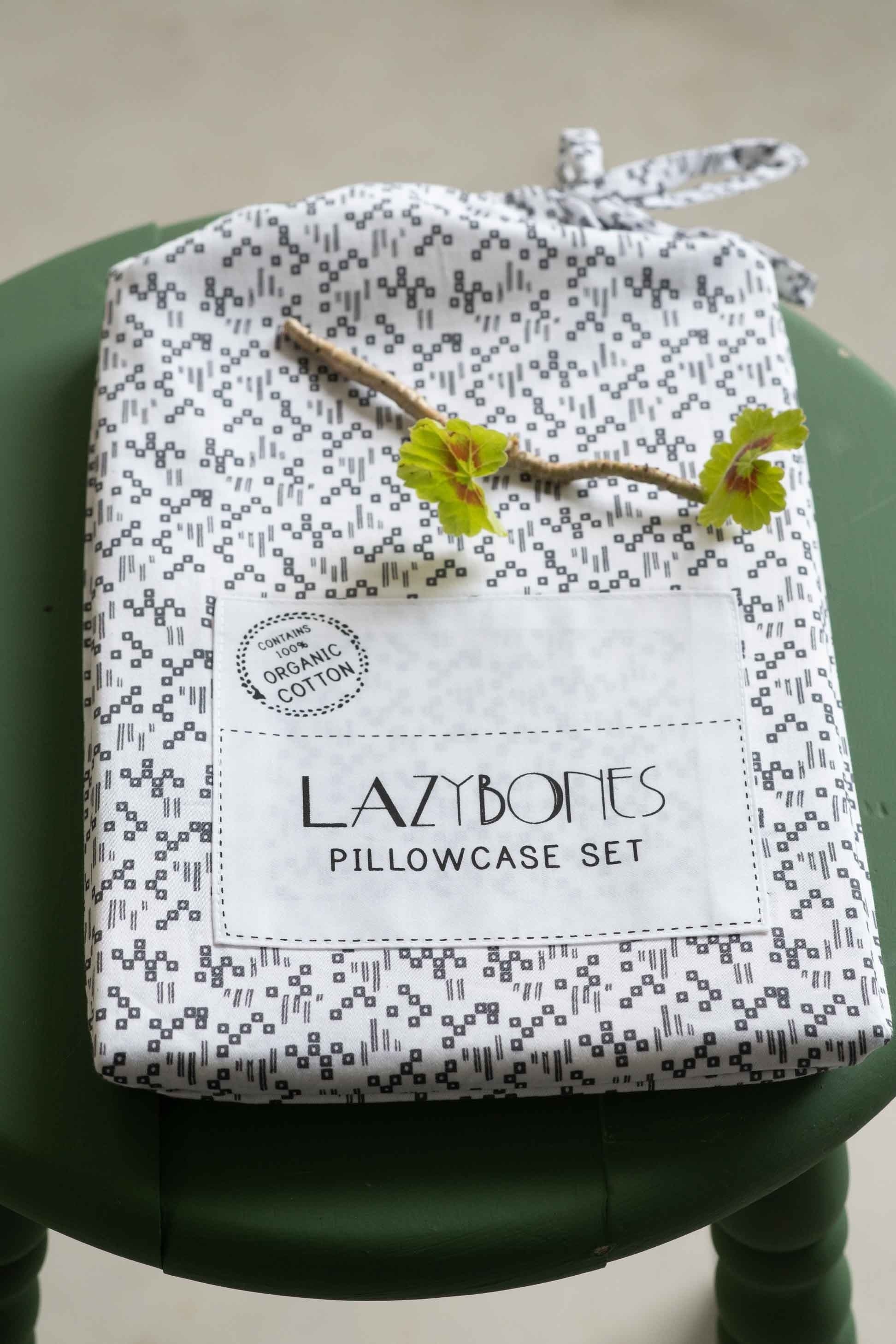 Lazybones Organic Cotton Pillowcase Set - Woodcut