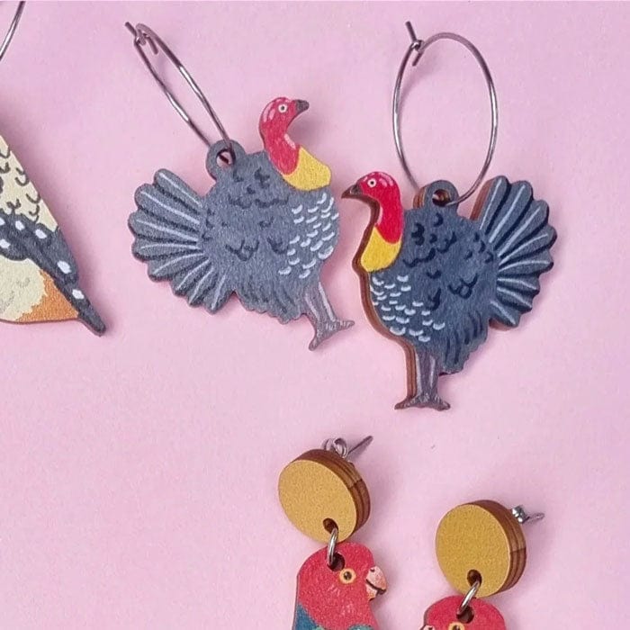 Pixie Nut and Co Bush Turkey Hoop Earrings