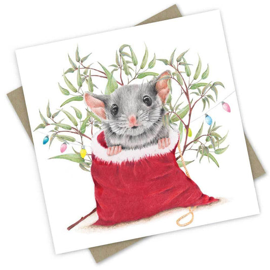 Popcorn Blue Leadbeaters Possum Christmas Card