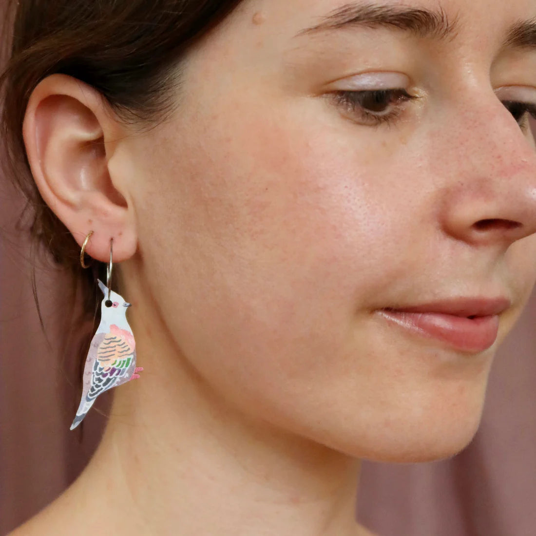 Pixie Nut and Co Crested Pigeon Hoop Earrings