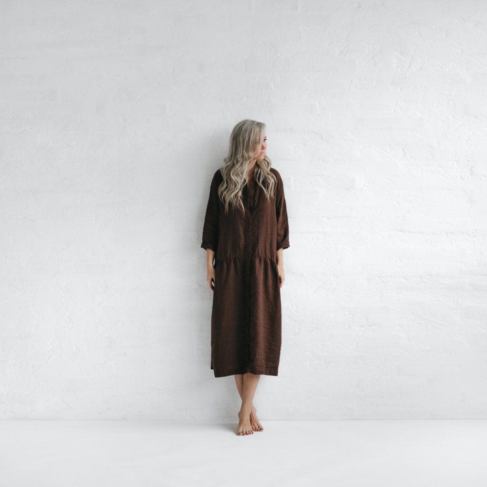 Seaside Tones Oversized Dress - Brown