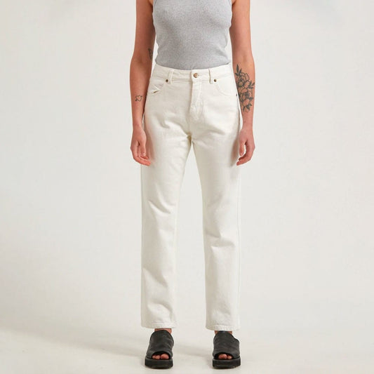 Afends Violet Organic Denim Straight Leg Jeans - Off White
