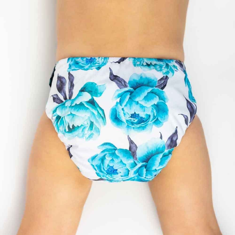 Designer Bums Art Pop AI2 Modern Cloth Nappy -  Aquamarine Peony