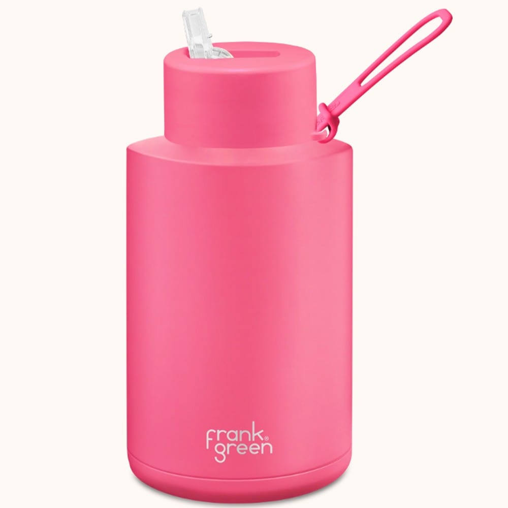 Buy Frank Green Water Bottle 68oz 2 Litre STRAW Lid - Neon Pink Online