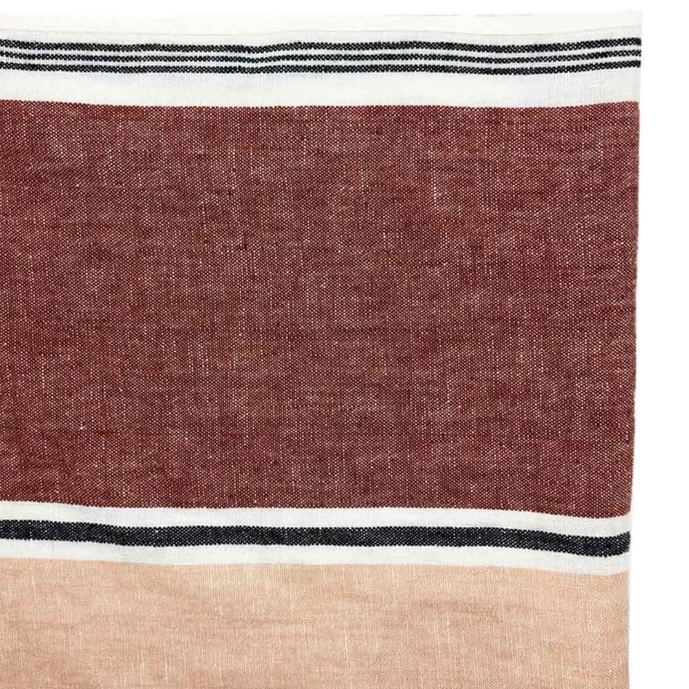 Buy Haomy Tea Towel Trevise - Argile Maroon and Pink with Black Stripes ...
