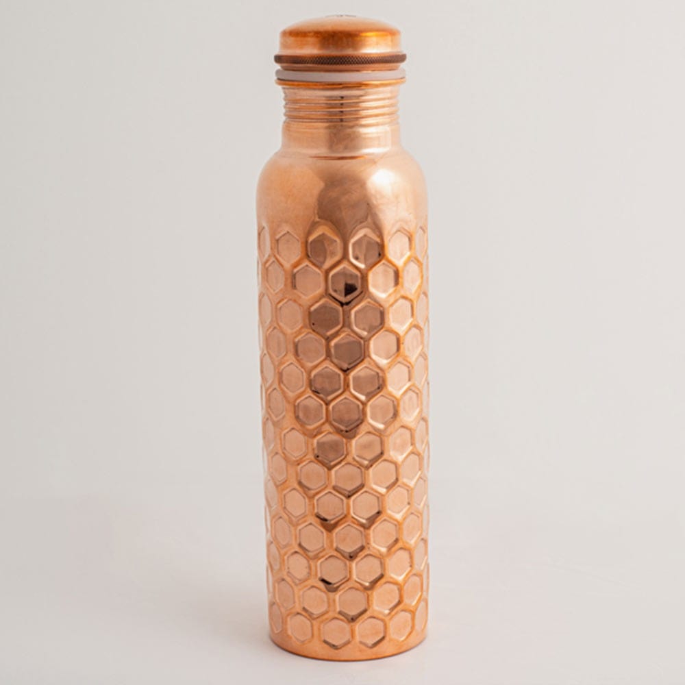 Let's Go Nature'al Copper Water Bottle 950mL - Diamond Hammered Finish