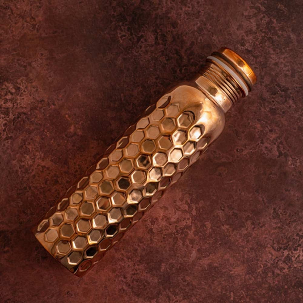 Let's Go Nature'al Copper Water Bottle 950mL - Diamond Hammered Finish