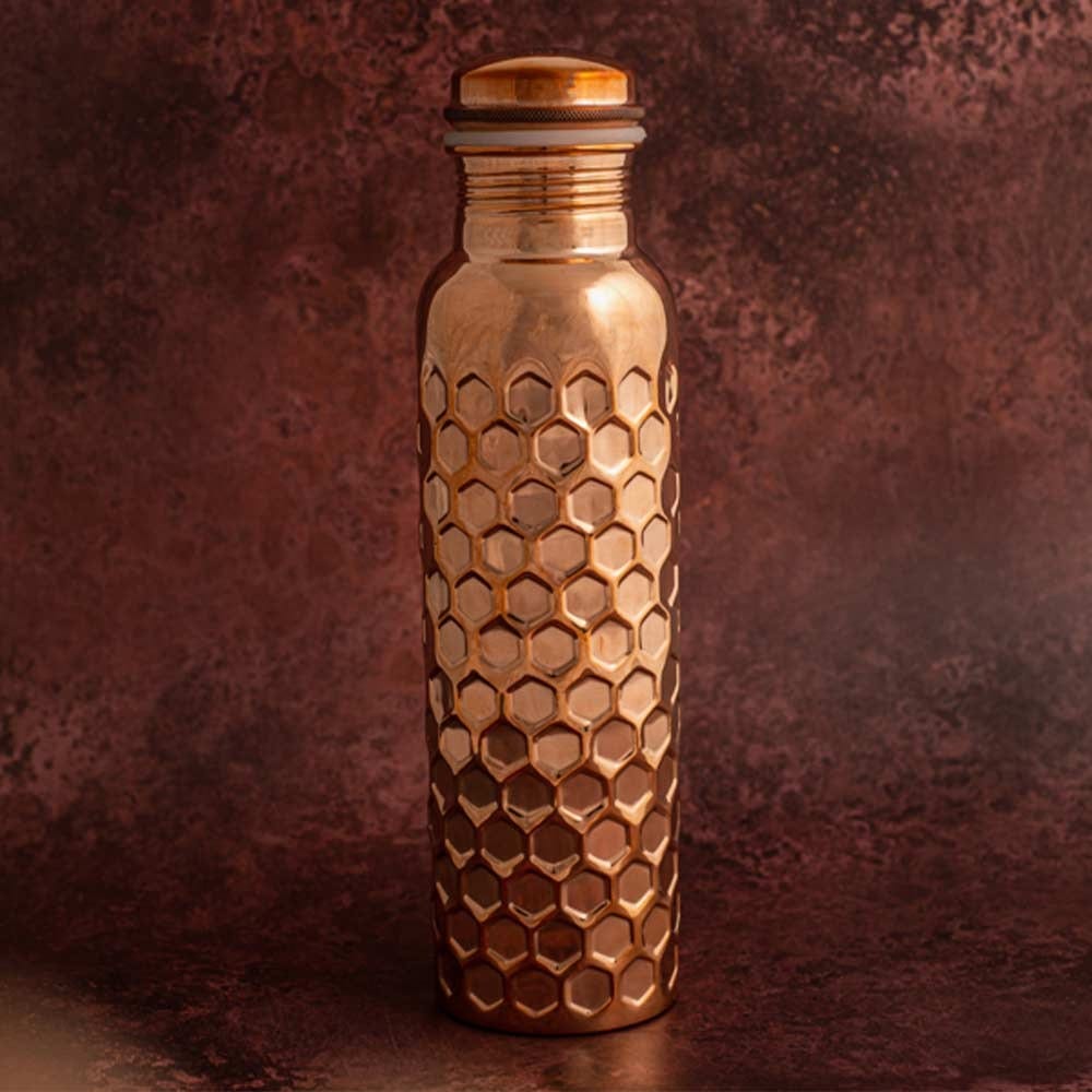 Let's Go Nature'al Copper Water Bottle 950mL - Diamond Hammered Finish