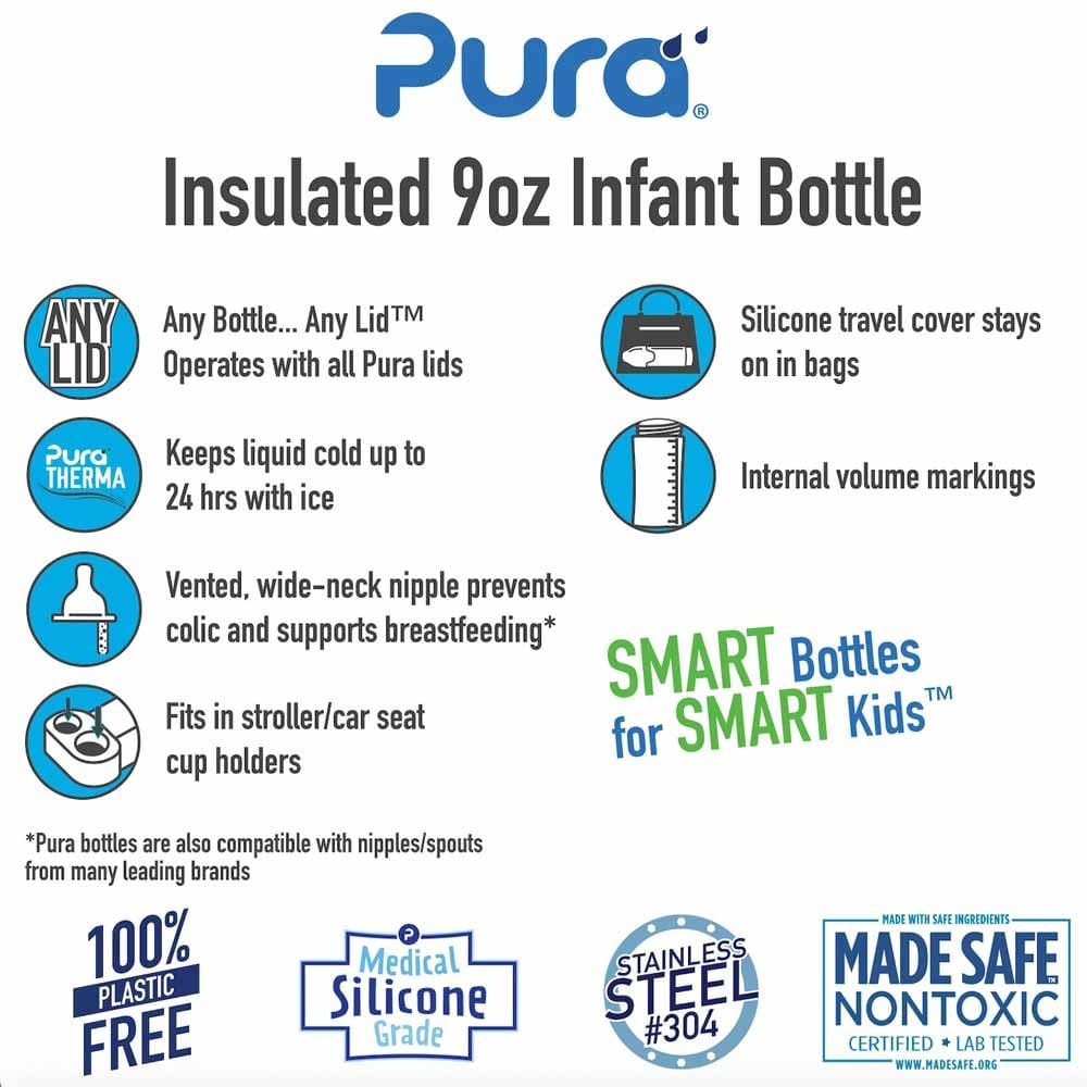 Pura Kiki Insulated Sippy Bottle 260ml - Slate