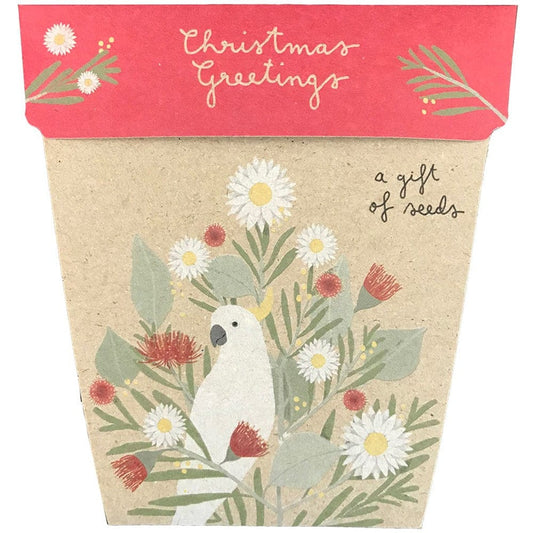 Sow 'n Sow Gift of Seeds Christmas Card - Christmas Greetings Cockatoo